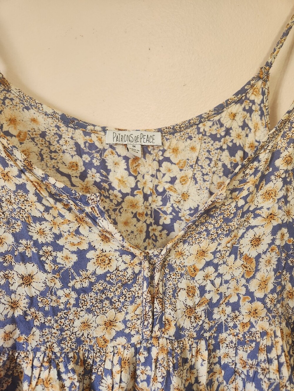 Patrons of Peace Ditsy Floral Tiered Ruffle Tank Top Boho Braided Cami Medium - Picture 2 of 8